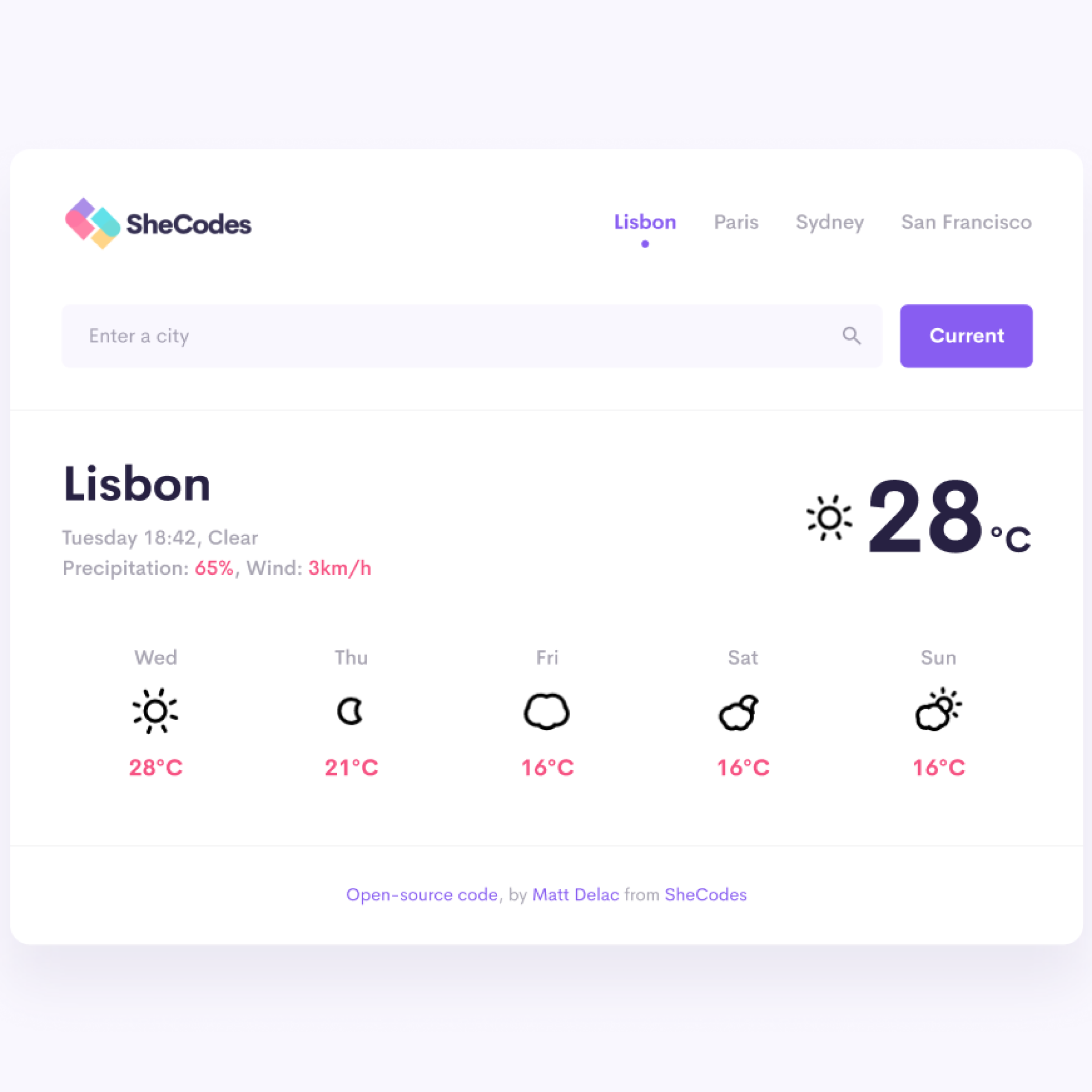 Weather Application Homepage